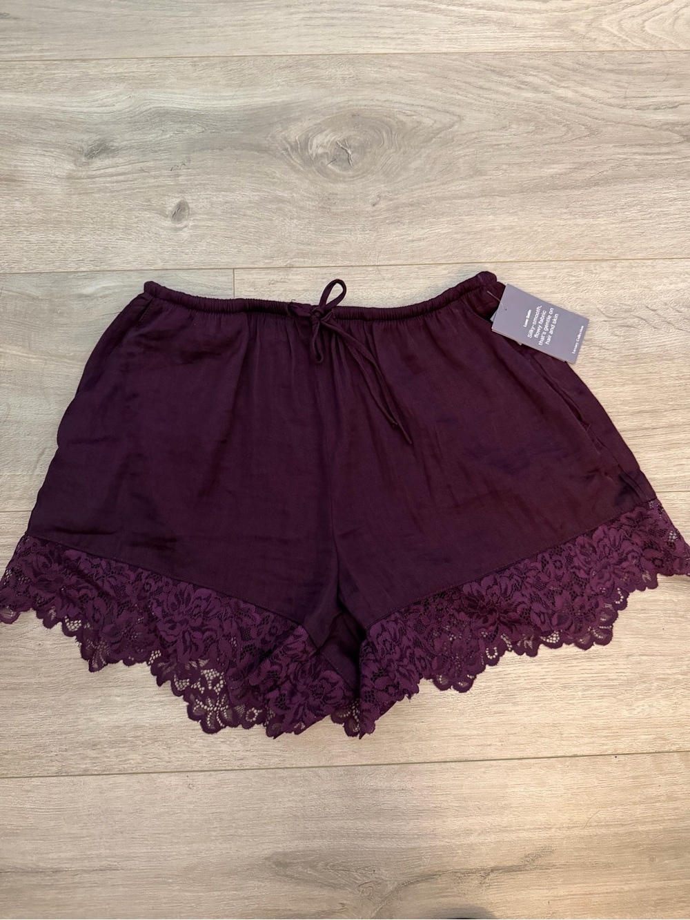 Auden Deep Plum Lace-Trim Sleep Shorts